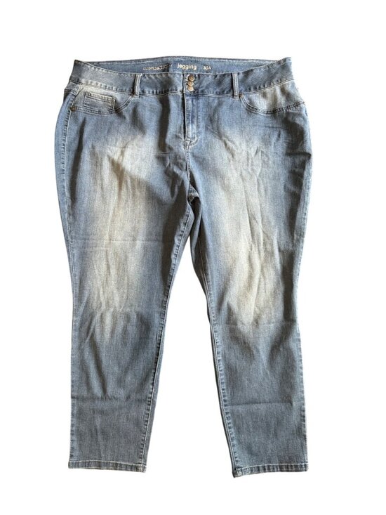 Avenue Denim - Avenue Denim Jeans High Rise Jegging Skinny Jeans Stretch Faded Faux Pockets 30